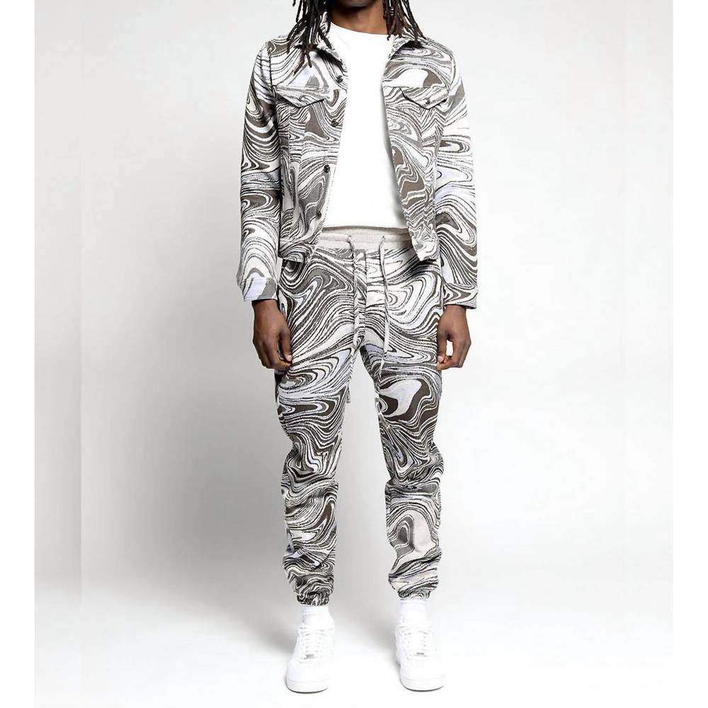 NEW TWENTY MONTREAL liquid swirl hyper reality knit pants in mocha